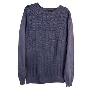 F/X Fusion Sweater Size‎ L Mens Blue Chevron Knit Long Sleeve Crew Neck Pullover